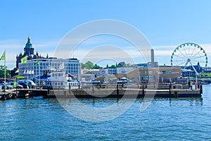 South harbor, Russian Orthodox Uspenski Cathedral, the SkyWheel, in Helsinki