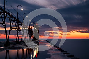 South Haven Lighthouse at Sunset