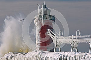 South Haven Lighthouse Winter photo