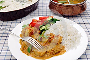 South Indian chicken curry table