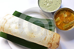 South Indian Food Dosa with Sambhar and Chutney