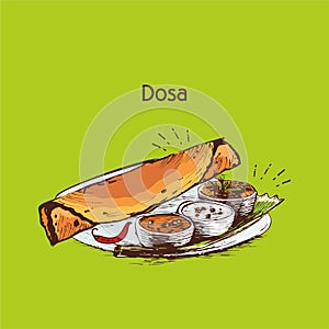 South indian food dosa vector illustration