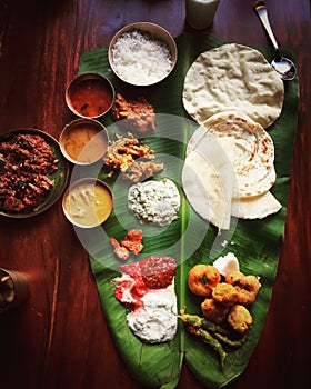 South Indian food on a wooden background