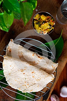 South Indian special roti with sabji on the table