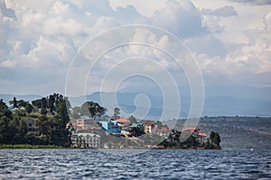 South kivu lake shore bukavu city peaceful garden landscape