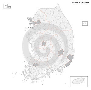 South korea administrative and political vector map