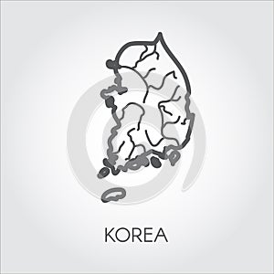 South Korea contour map. Simplicity icon in line style of country. Vector illustration template