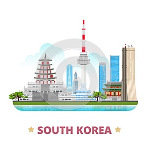 South Korea country design template Flat cartoon s