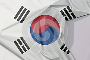South Korea fabric flag crepe and crease with white space. photo