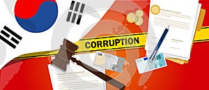 South Korea fights corruption money bribery financial law contract police line for a case scandal government official