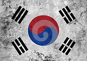 South Korea flag against the background of the stone texture