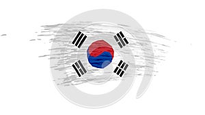 South Korea flag animation. Brush painted south korean flag on white background. Brush strokes. Patriotic template, national state