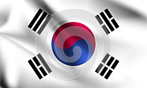 South Korea flag blowing in the wind