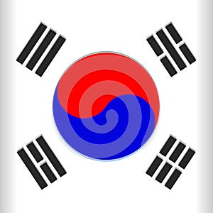 South Korea Flag Vector illustration with the Blue and Red Yin Yang / Taegukgi Emblem on the Center photo