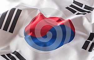 South korea flag. Colorful South Korea flag waving in the wind