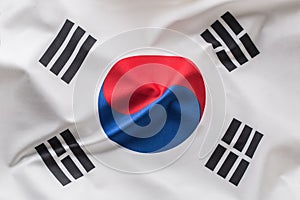 South korea flag. Colorful South Korea flag waving in the wind