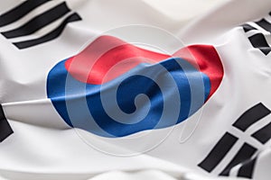 South korea flag. Colorful South Korea flag waving in the wind