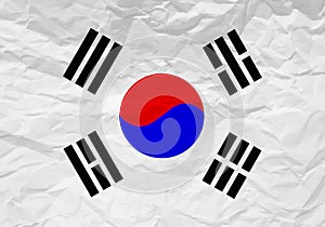 South Korea flag crumpled paper
