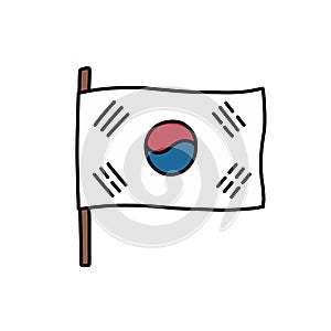 South Korea flag doodle icon, vector color illustration