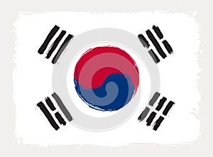 South Korea flag drawn in grunge painting style.