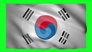 South Korea flag on green screen for chroma key