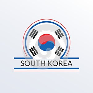 South Korea flag icon. South Korean circle logo or badge. Vector illustration