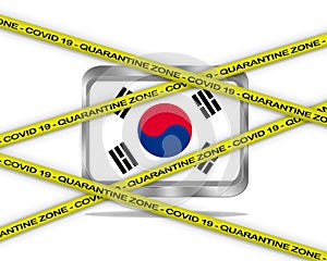 South Korea flag illustration. Coronavirus danger area, quarantined country