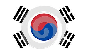 South korea flag. Korean national icon. Symbol of yinyang on flag. Emblem of republic of south korea and seoul. Illustration for