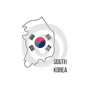 South Korea flag map. The flag of the country in the form of borders. Stock vector illustration isolated on white background