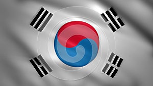 South Korea flag moves in the wind