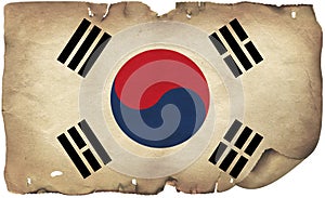 South Korea Flag On Old Paper