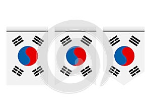 South korea flag or pennant isolated on white background. Pennant flag icon