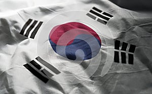 South Korea Flag Rumpled Close Up