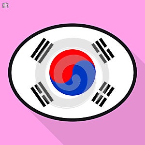 South Korea flag speech bubble, social media communication sign, flat business oval icon.