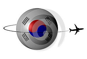 South Korea flag sphere with plane and swoosh illustration