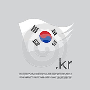 South Korea flag. Stripes colors of the south korean flag on a white background. Vector design national poster with kr domain