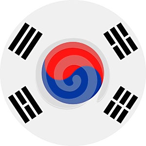 South Korea Flag Vector Round Flat Icon