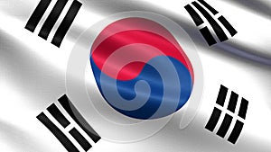 South korea flag, with waving fabric texture photo