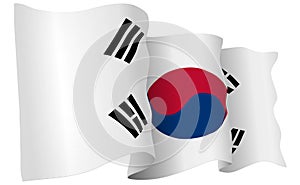 South Korea Flag Waving Vector Illustration