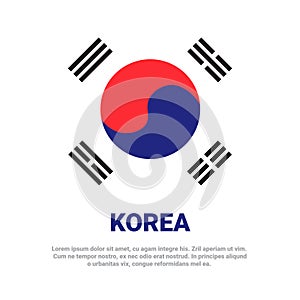 South Korea Flag White Background With Copy Space