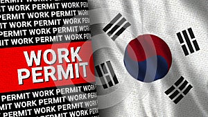 South Korea Flag with Work Permit Title