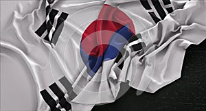 South Korea Flag Wrinkled On Dark Background 3D Render