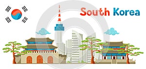 South Korea historical and modern architecture background design