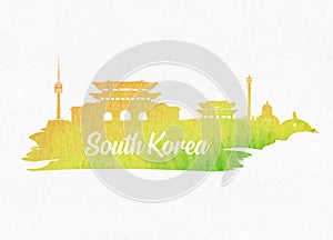 South Korea Landmark Global Travel And Journey watercolor background. Vector Design Template.used for your advertisement, book,