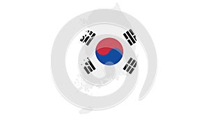 South Korea map with flag texture on  white background, illustration,textured , Symbols of South Korea ,for advertising ,promote,