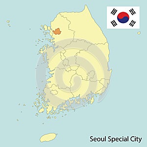 South korea map with provinces