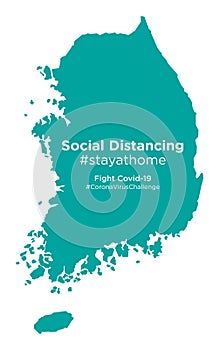 South Korea map with Social Distancing #stayathome tag
