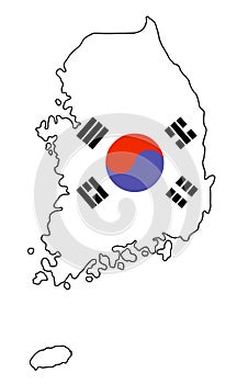 South Korea .Map of South Korea vector illustration