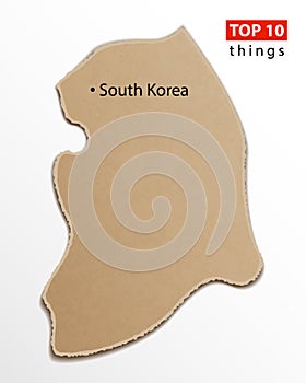 South Korea map vector. Korean maps craft paper texture. Empty template information creative design element