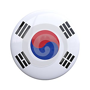 South Korea national flag badge, nationality pin 3d rendering